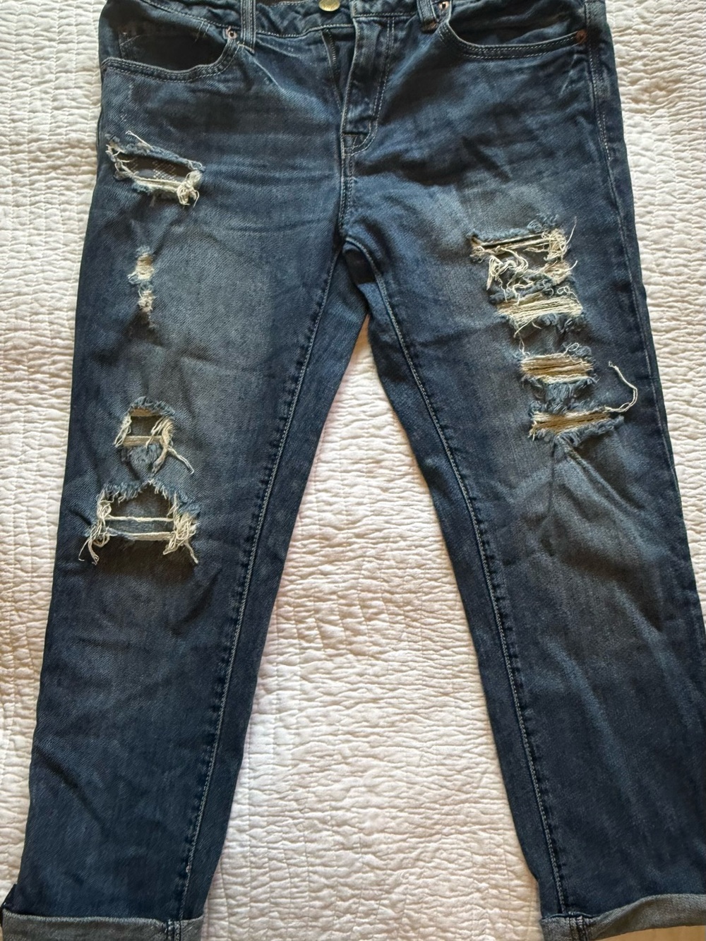 American Eagle Outfitters Distressed Dark Blue Boyfriend Jeans